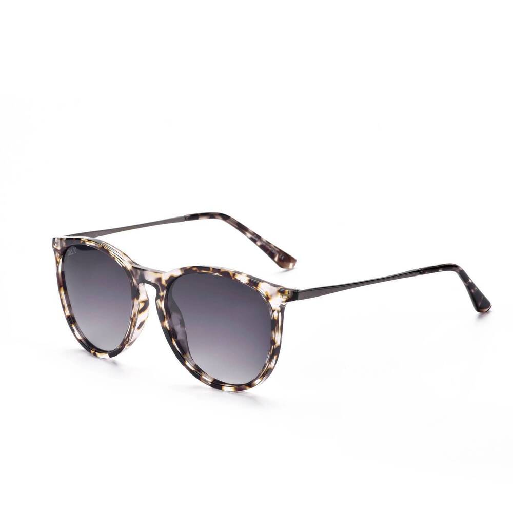 NEW DAX EYEWEAR women's polarized medium horn sunglasses in ash